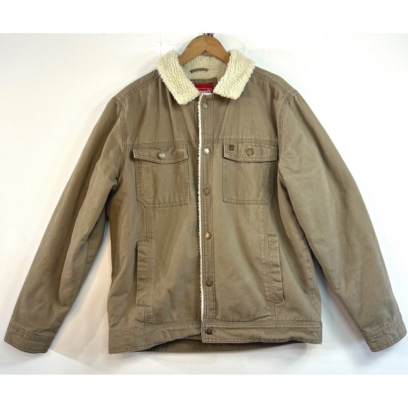 Coleman Other - Coleman Gorpcore Sherpa Lined Canvas Jacket M Tan Workwear Rugged Trucker